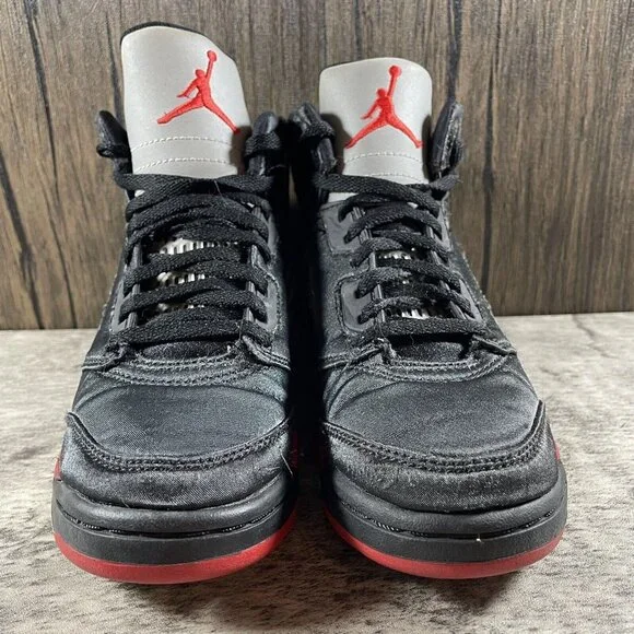 Nike Air Jordan 5 Retro Satin PS Black Red White 2017 440889-006 Size 1 - Picture 5 of 8